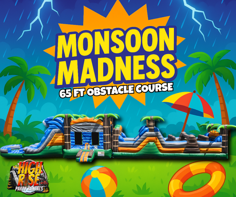 MASSIVE 65' Monsoon Madness Obstacle Course
