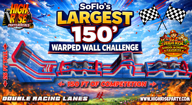 NOW AVAILABLE!! SoFlo's LARGEST 140' Warped Wall Challenge Obstacle Course NOW AVAILABLE!! SoFlo's LARGEST 140' Warped Wall Challenge Obstacle Course
